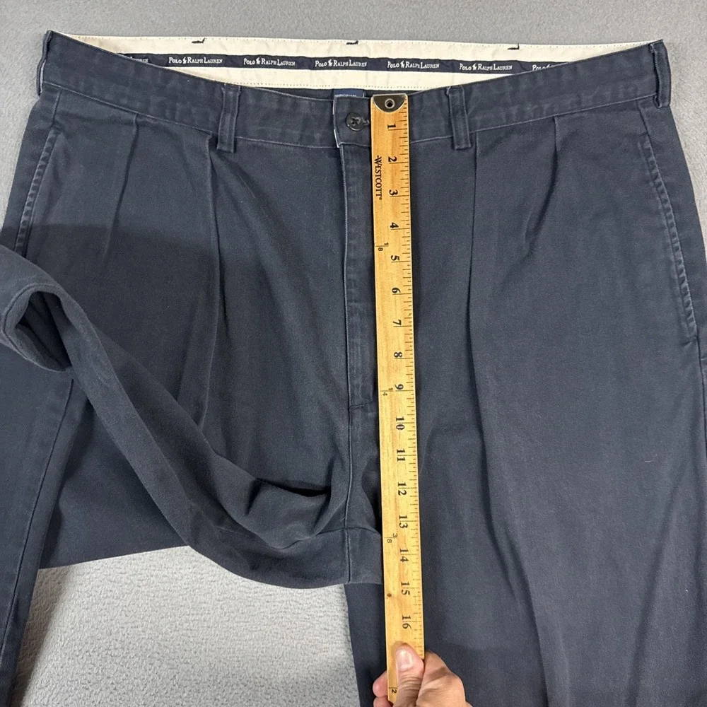 Polo Ralph Lauren Pants Mens 38x32 Blue Andrew Pant Pleated Chino Cotton Vintage